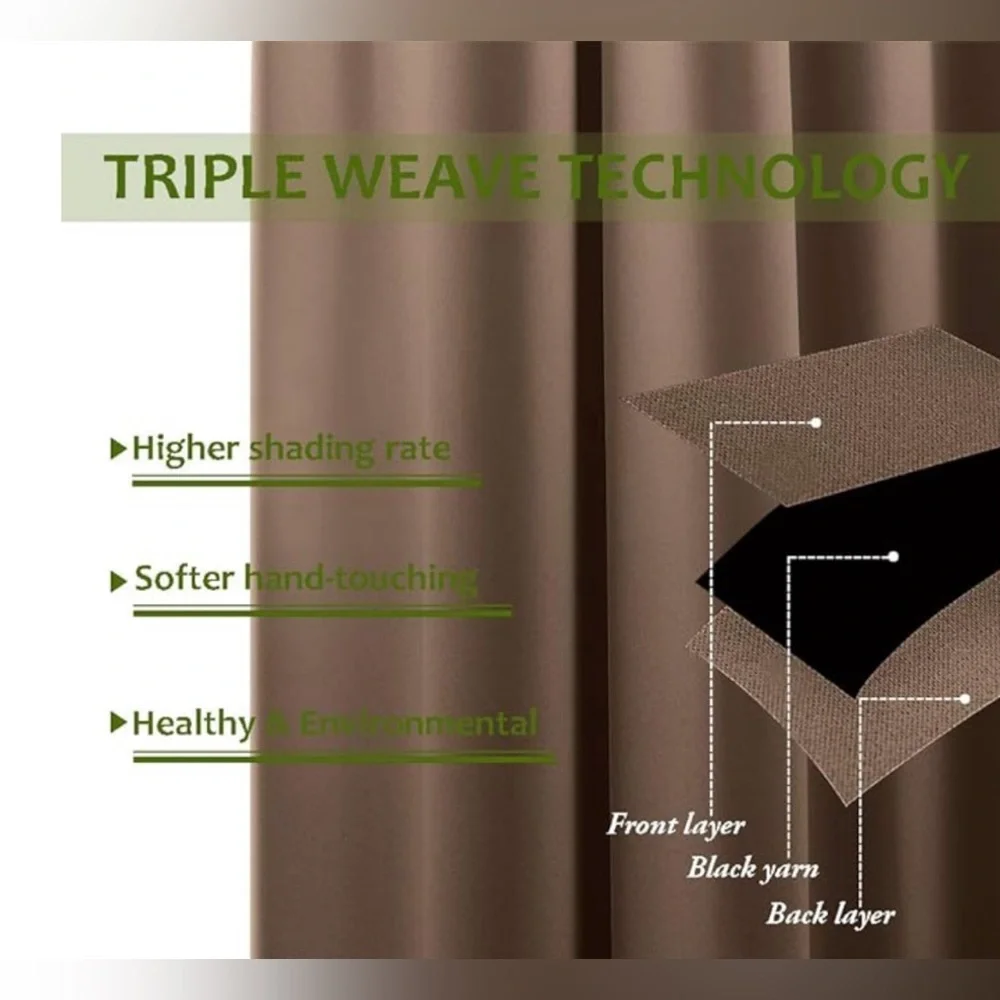 NWT- Two 34 x 45 Blackout Panel Curtains -In Cappuchino